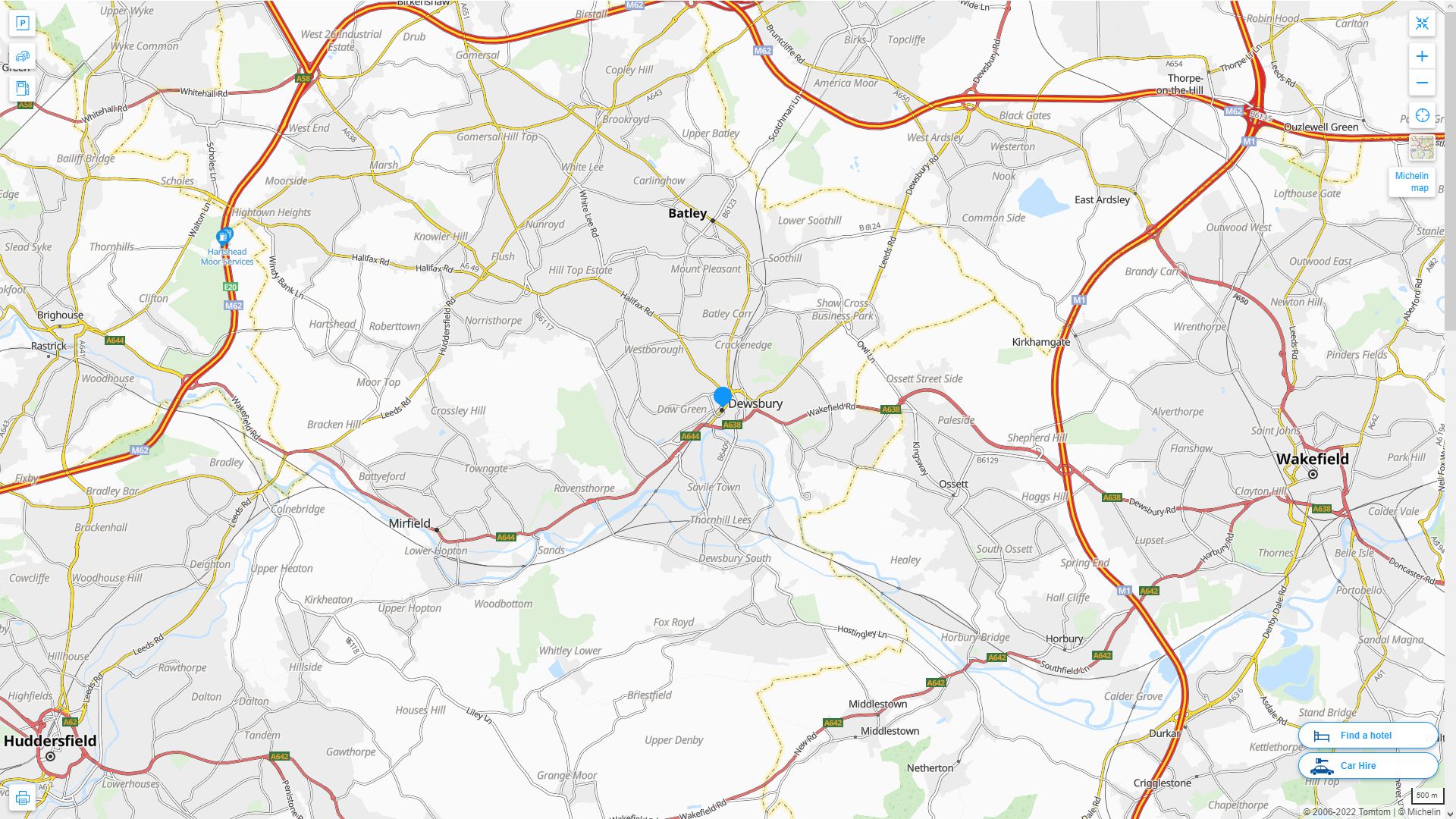 Dewsbury Royaume Uni Autoroute et carte routiere